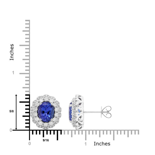 4.07ct Tanzanite Stud Earrings With 1.15tct Diamonds Set In 14kt White Gold