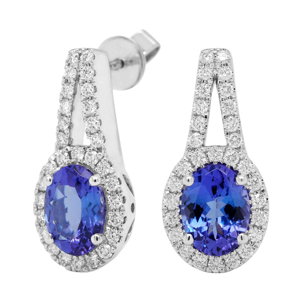 2.52ct Tanzanite Earrings With 0.55tct Diamonds Set In 14kt White Gold