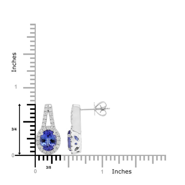 2.52ct Tanzanite Earrings With 0.55tct Diamonds Set In 14kt White Gold