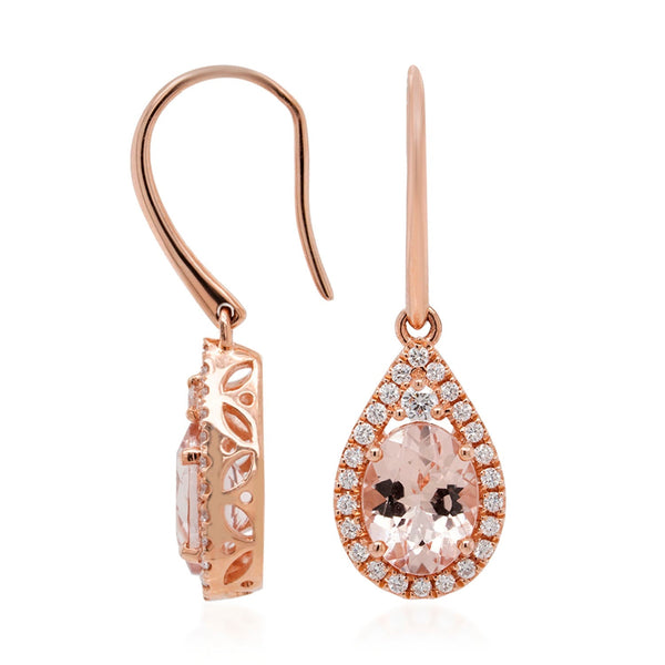 3.10ct Morganite Pendant With 0.40tct Diamonds Set In 14kt Rose Gold