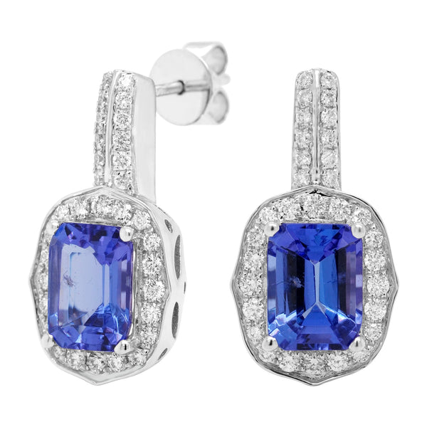 3.05ct Tanzanite Earrings With 0.45tct Diamonds Set In 14kt White Gold