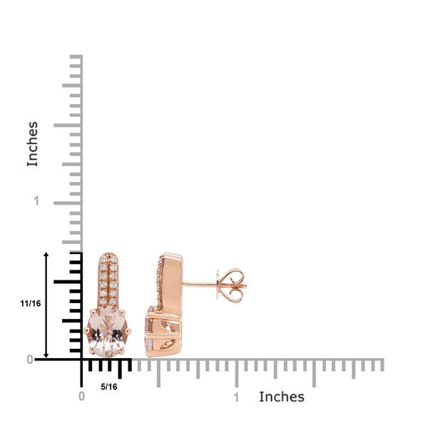 2.97ct Morganite Earrings With 0.16tct Diamonds Set In 14kt Rose Gold