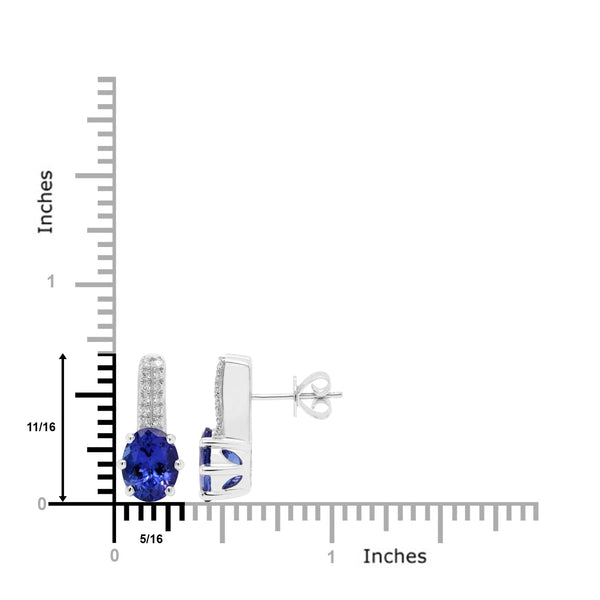 3.84ct Tanzanite Earrings With 0.16tct Diamonds Set In 14kt White Gold