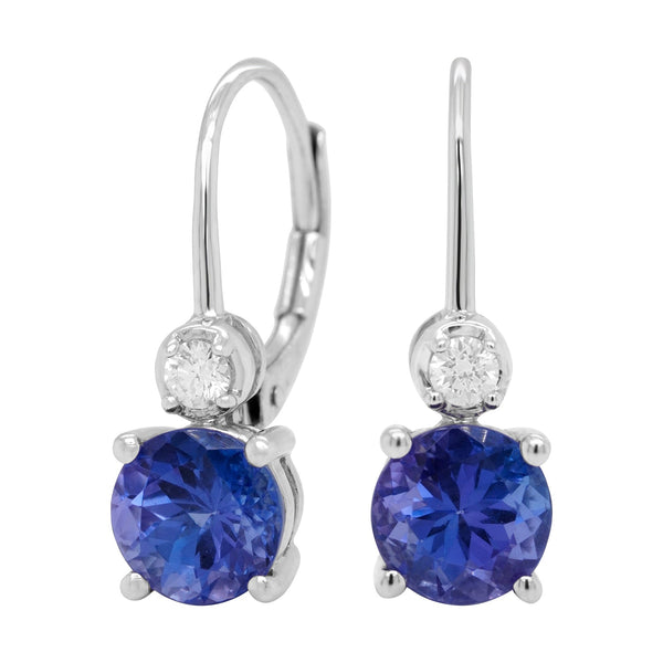 2.71ct Tanzanite Earrings With 0.12tct Diamonds Set In 14kt White Gold