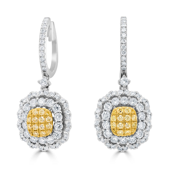 0.38tct Yellow Diamond Earring with 1.76tct Diamonds set in 14K White Gold