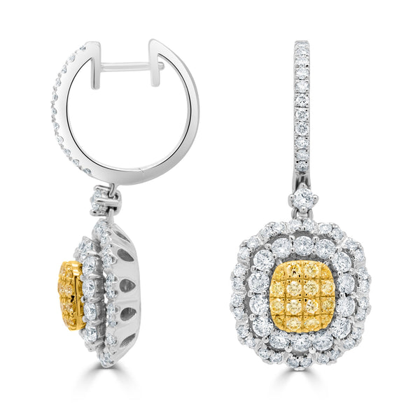 0.38tct Yellow Diamond Earring with 1.76tct Diamonds set in 14K White Gold