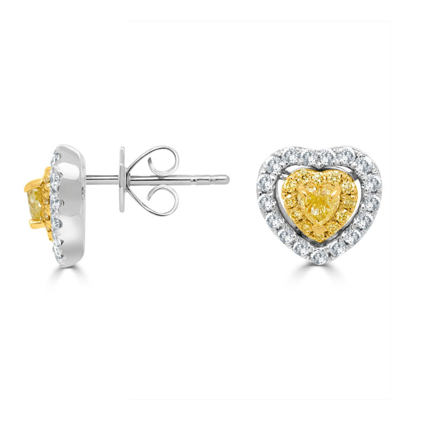 0.29tct Yellow Diamond Earring with 0.71tct Diamonds set in 18K White Gold