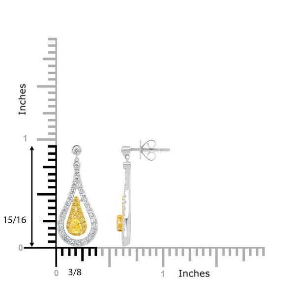 0.71tct Yellow Diamond Earring with 1.29tct Diamonds set in 18K White Gold