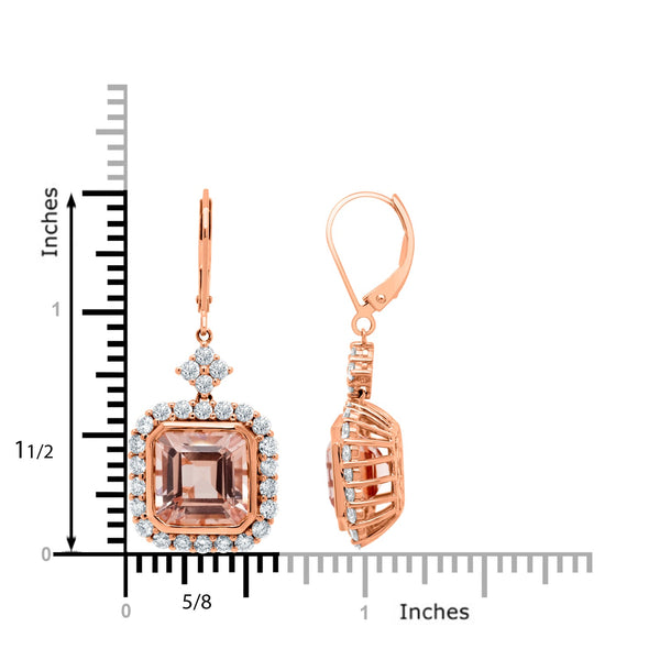 9.75ct Morganite Earring with 1.78ct Diamonds set in 14K Rose Gold