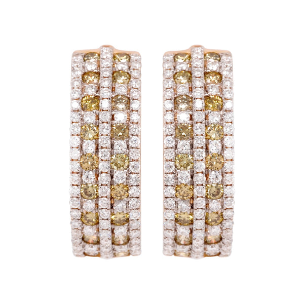 1.10tct Yellow Diamonds Earrings with 1.21tct diamonds set in 14K yellow gold