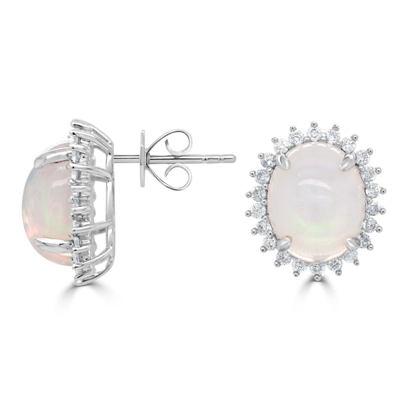 4.21tct Opal Earring with 0.52tct Diamonds set in 14K White Gold