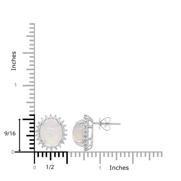 4.21tct Opal Earring with 0.52tct Diamonds set in 14K White Gold