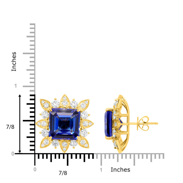 16.73 Tanzanite Earrings with 2.7tct Diamond set in 14K Yellow Gold