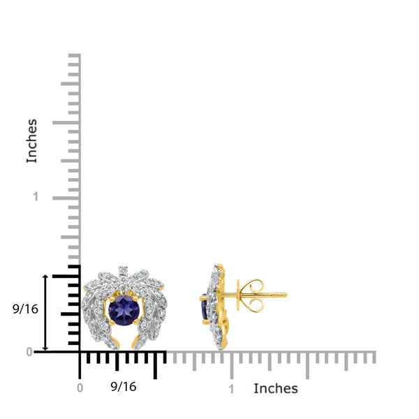 0.76tct Iolite Earring with 0.74tct Diamonds set in 14K Yellow Gold