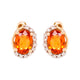 3.5ct Mandarin Garnet Stud Earring with 0.32ct diamond set in 14K white gold