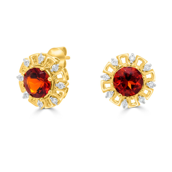 2.34tct Citrine Earring with 0.28tct Diamonds set in 14K Yellow Gold