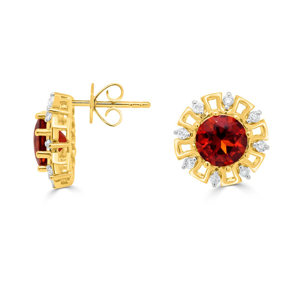 2.34tct Citrine Earring with 0.28tct Diamonds set in 14K Yellow Gold