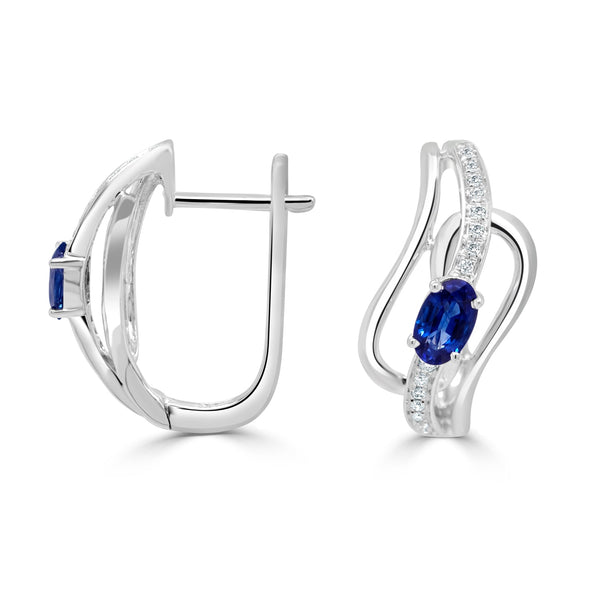 0.5tct Sapphire Earring with 0.07tct Diamonds set in 14K White Gold