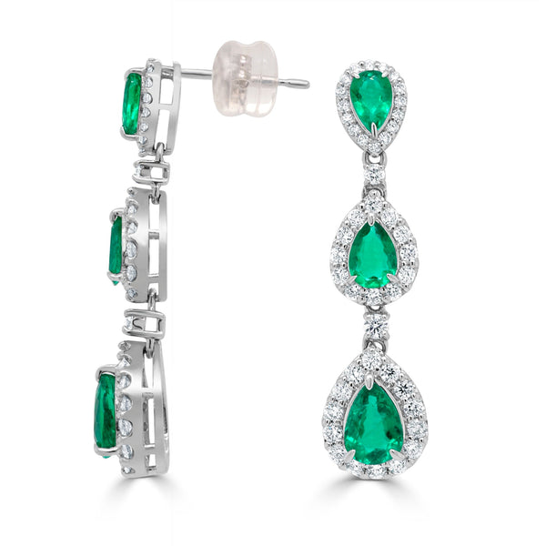 2.18tct Emerald Earring with 1.06tct Diamonds set in 850 Platinum