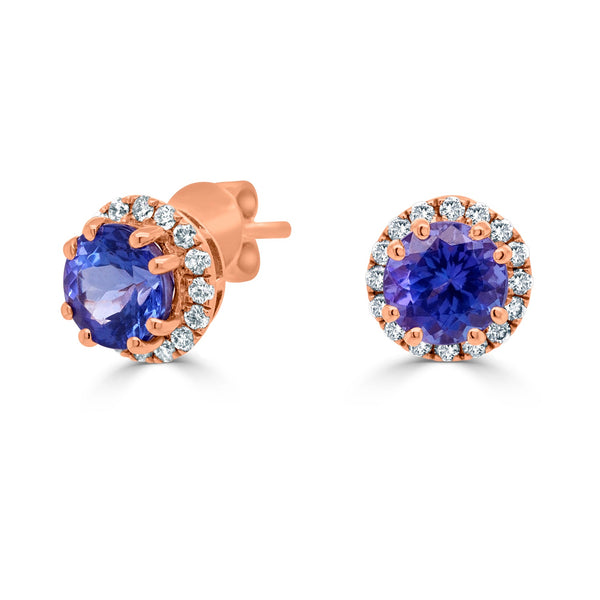 1.9tct Tanzanite Earring with 0.24tct Diamonds set in 14K Rose Gold