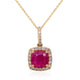 1.30Ct Ruby With 0.22Tct Diamonds In 14K Yellow Gold Pendant