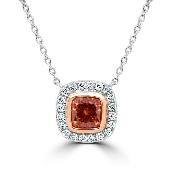 1.03Ct Colored Diamond Necklace With 0.15Tct Diamond Accents Set In14K Two Tone Gold