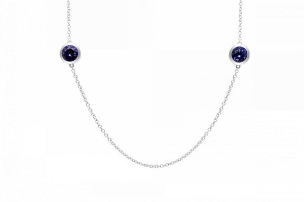 4.46Tct Tanzanite Necklace Set In 14K White Gold