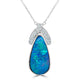 5.49Ct Opal Necklace With 0.58Tct Diamonds Set In 14K White Gold