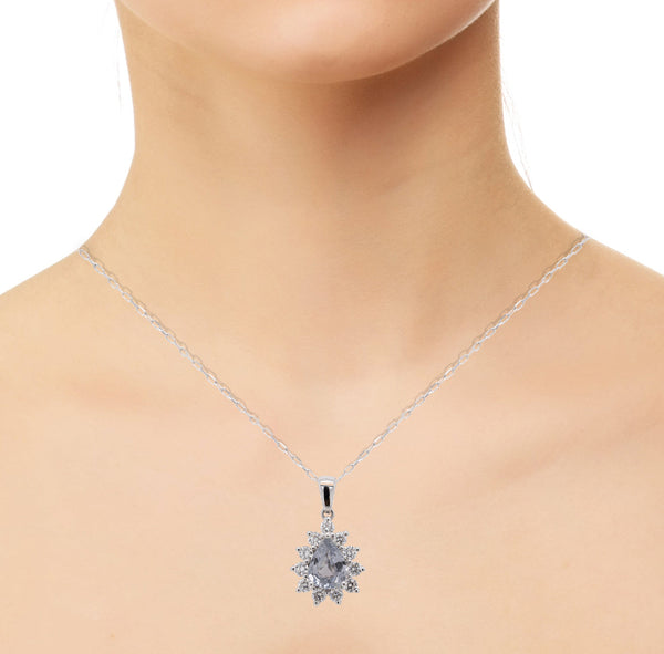 1.73ct Sapphire Pendant with 0.67ct Diamonds set in 14K White Gold