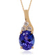 2.58ct Tanzanite pendant with 0.18tct diamonds set in 14K yellow gold