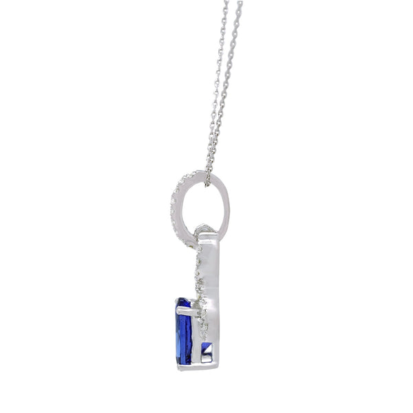 1.63ct Tanzanite pendant with 0.16ct diamonds set in 14K white gold