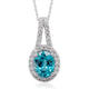 2.97ct Blue Zircon Pendant With 0.30tct Diamonds Set In 14kt White Gold