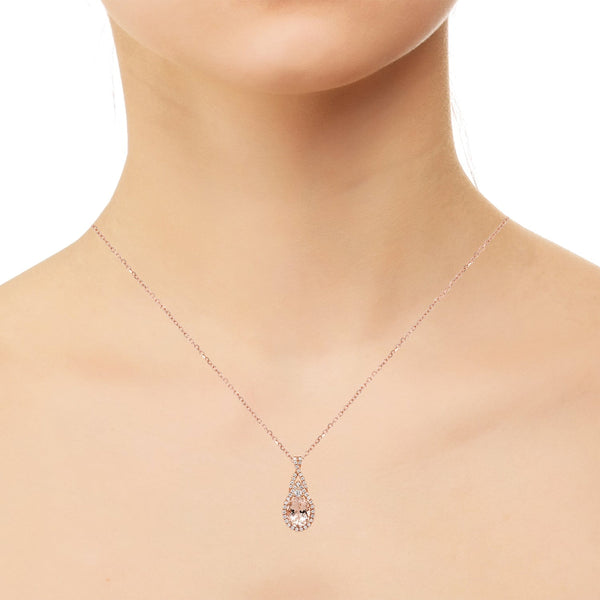 2.39ct Morganite Pendant With 0.38tct Diamonds Set In 14kt Rose Gold