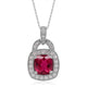 1.96ct Rubelite pendant with 0.34tct diamonds set in 14K white gold