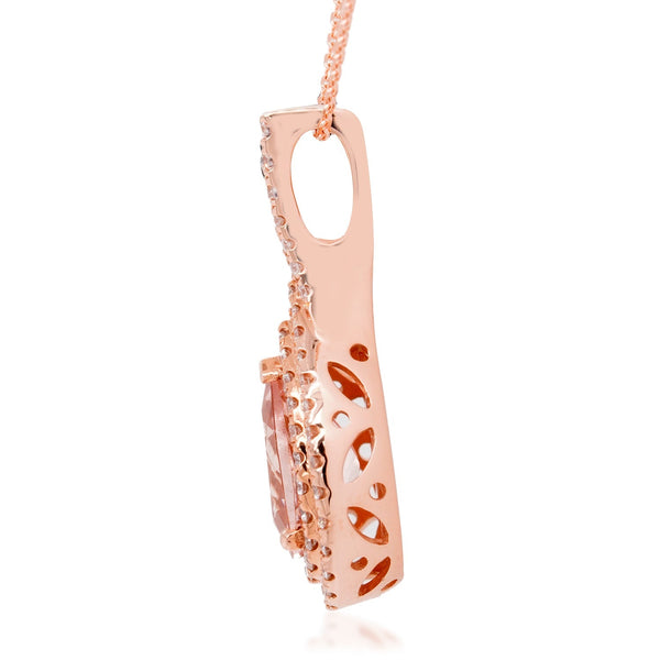 2.23ct Morganite Pendant With 0.60tct Diamonds Set In 14kt Rose Gold