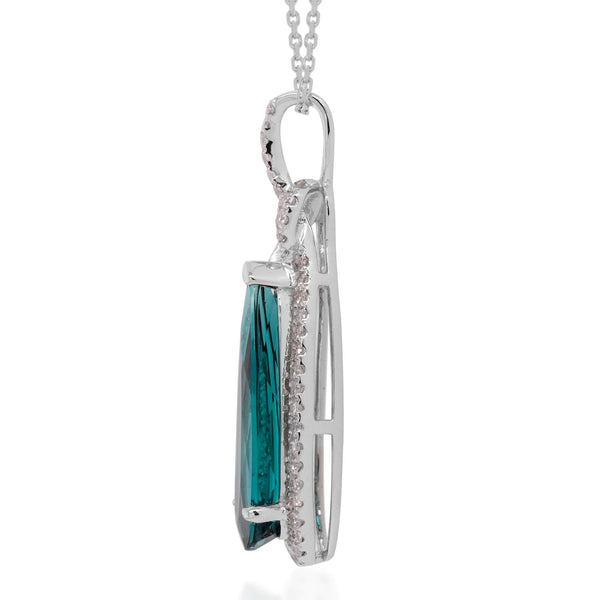 1.60ct Tourmaline pendant with 0.19tct diamonds set in 14K white gold