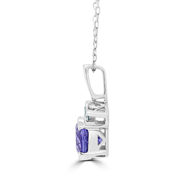 2.43Ct Tanzanite Pendant With 0.10Tct Diamonds Set In 14K White Gold