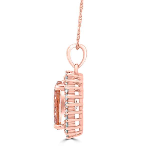 2.35Ct Morganite Pendant With 0.54Tct Diamonds Set In 14K Rose Gold