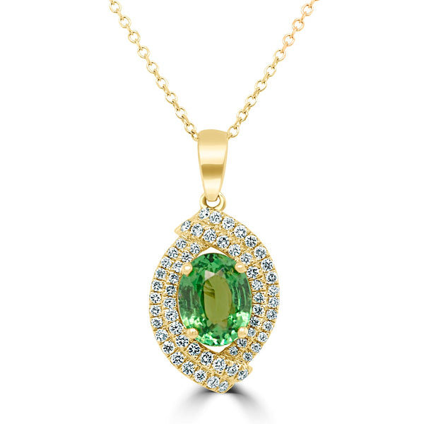 2.24Ct Tsavorite Pendant With 0.43Tct Diamonds Set In 14K Yellow Gold