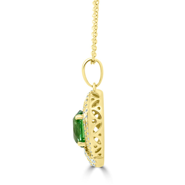 2.24Ct Tsavorite Pendant With 0.43Tct Diamonds Set In 14K Yellow Gold