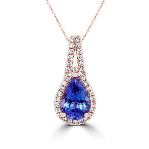 2.06ct Tanzanite Pendant with 0.23ct Diamonds set in 14K Rose Gold