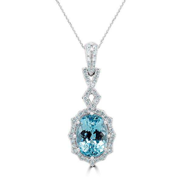 4.47Ct Aquamarine Pendant With 0.46Tct Diamonds Set In 14K White Gold