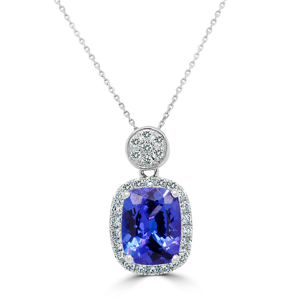 2.67Ct Tanzanite Pendant With 0.31Tct Diamonds Set In 14K White Gold