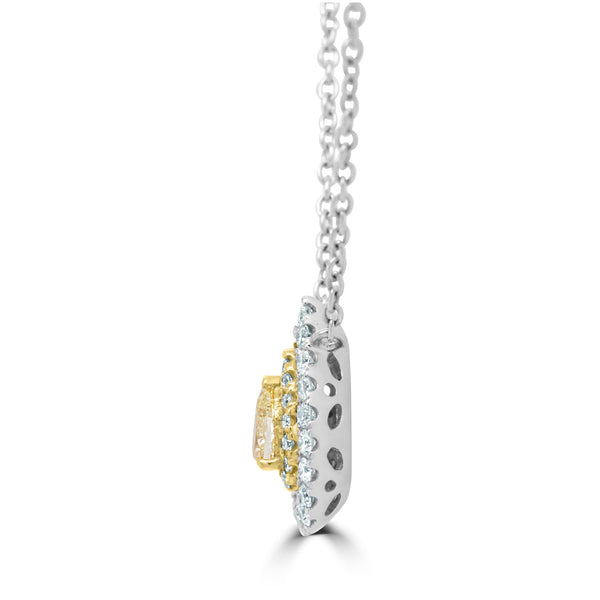 0.20Tct Yellow Diamond Pendant With 0.28Tct Accent Diamonds Set In 18K Two Tone Gold