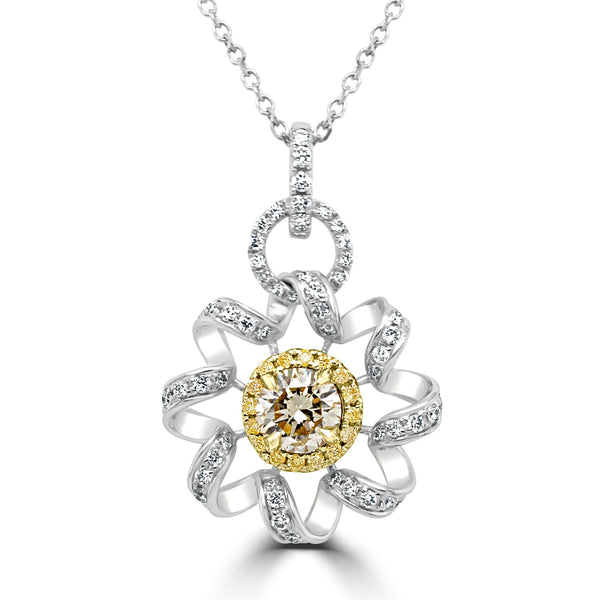 0.51ct Diamond Pendant with 0.39ct Diamonds set in 18K Two Tone