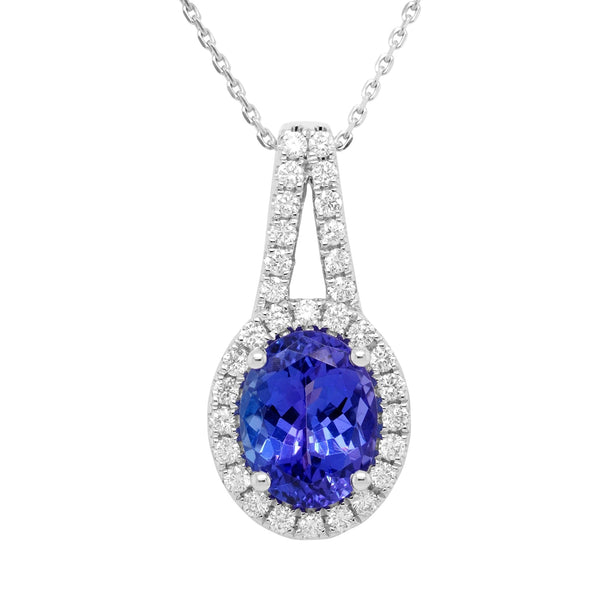 2.04ct Tanzanite Pendant With 0.29tct Diamonds Set In 14kt White Gold