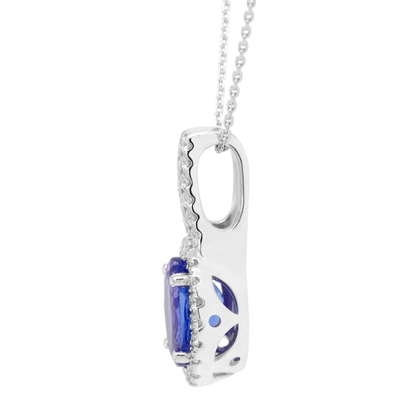 2.04ct Tanzanite Pendant With 0.29tct Diamonds Set In 14kt White Gold