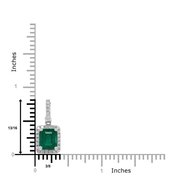 2.39ct Emerald pendant with 0.27tct diamonds set in 14K white gold