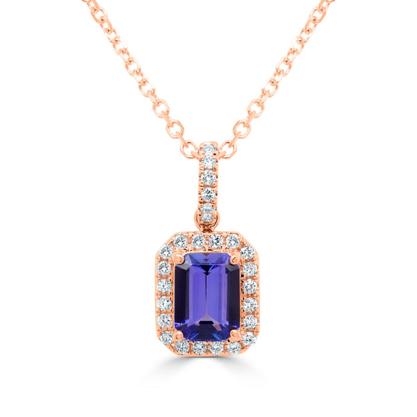 1.5ct Tanzanite Pendant with 0.23ct Diamonds set in 14K Rose Gold