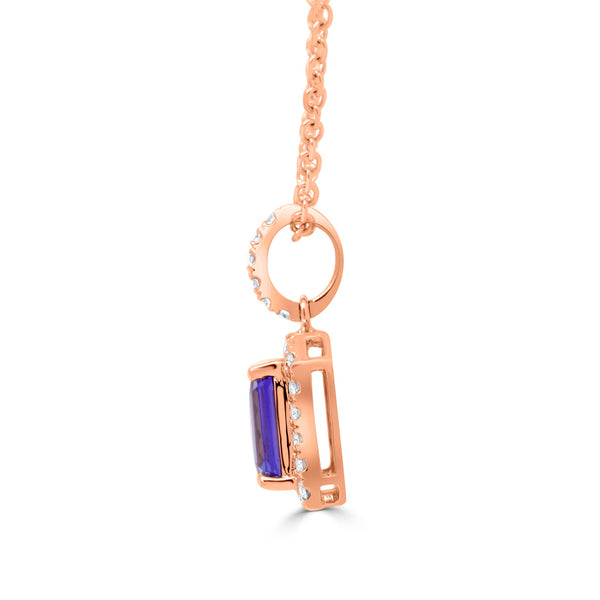 1.5ct Tanzanite Pendant with 0.23ct Diamonds set in 14K Rose Gold